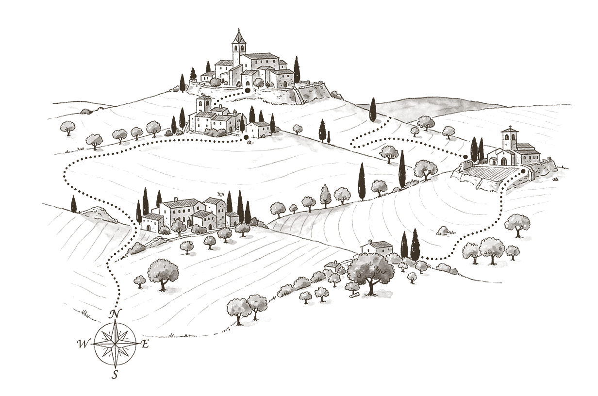 Carte illustrée des villages du Luberon où se déplace l’atelier